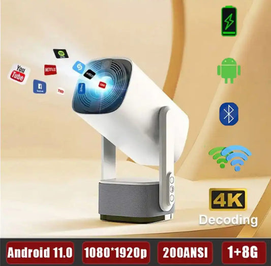 Portabler Smart Beamer UHD Projektor mit Akku
