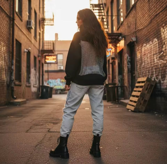 Rückenfreier Luxus Fashion Hoodie