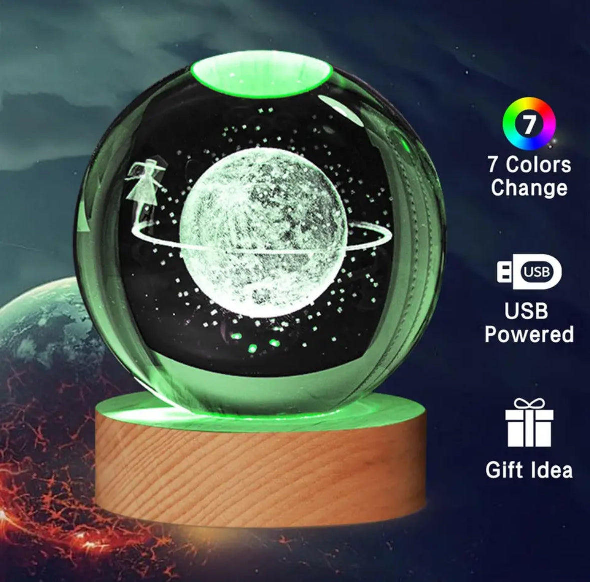 Leuchtende 3D Kristall Kugel