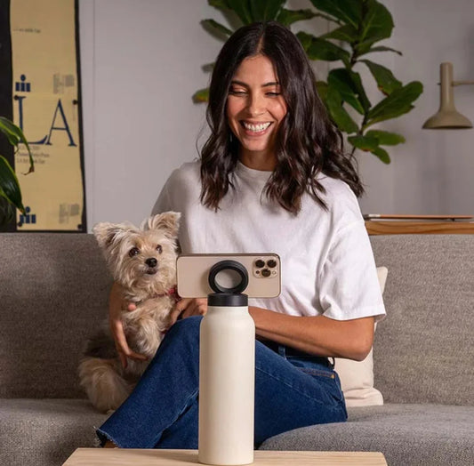 Thermo Trinkflasche mit Handy Halterung