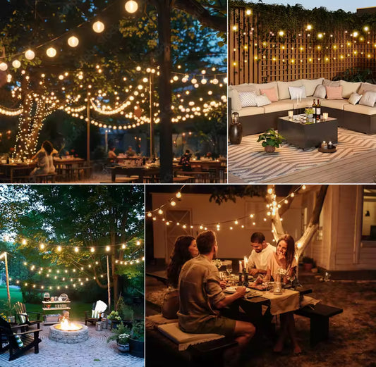 Wetterfeste Solar LED Glühbirnen Lichterkette