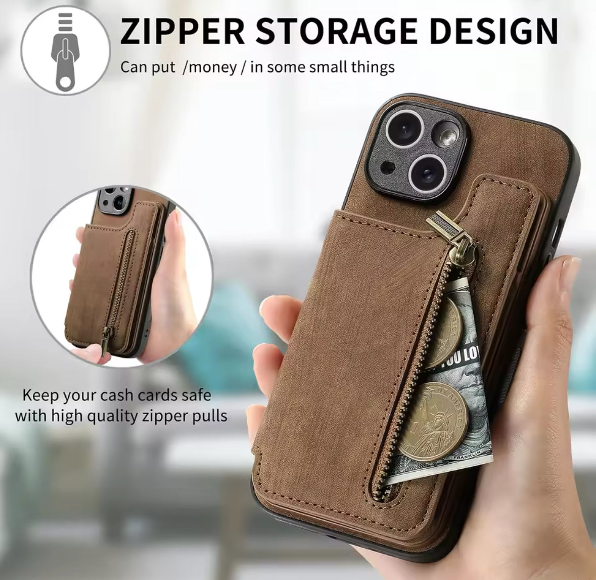 Wildleder iPhone Hülle mit Geldbörse