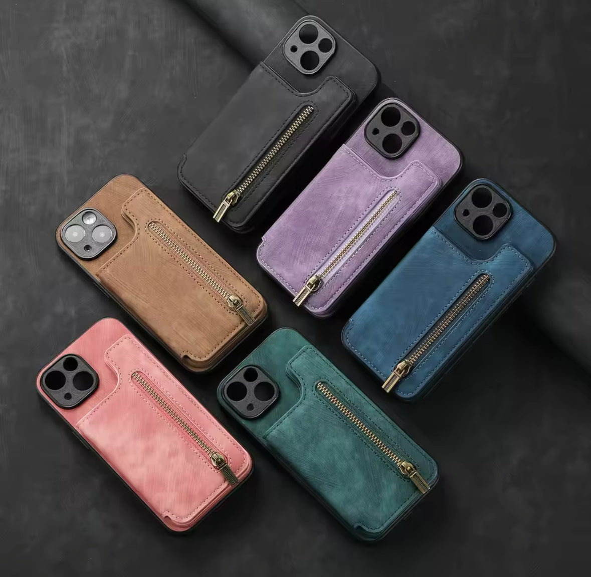 Wildleder iPhone Hülle mit Geldbörse