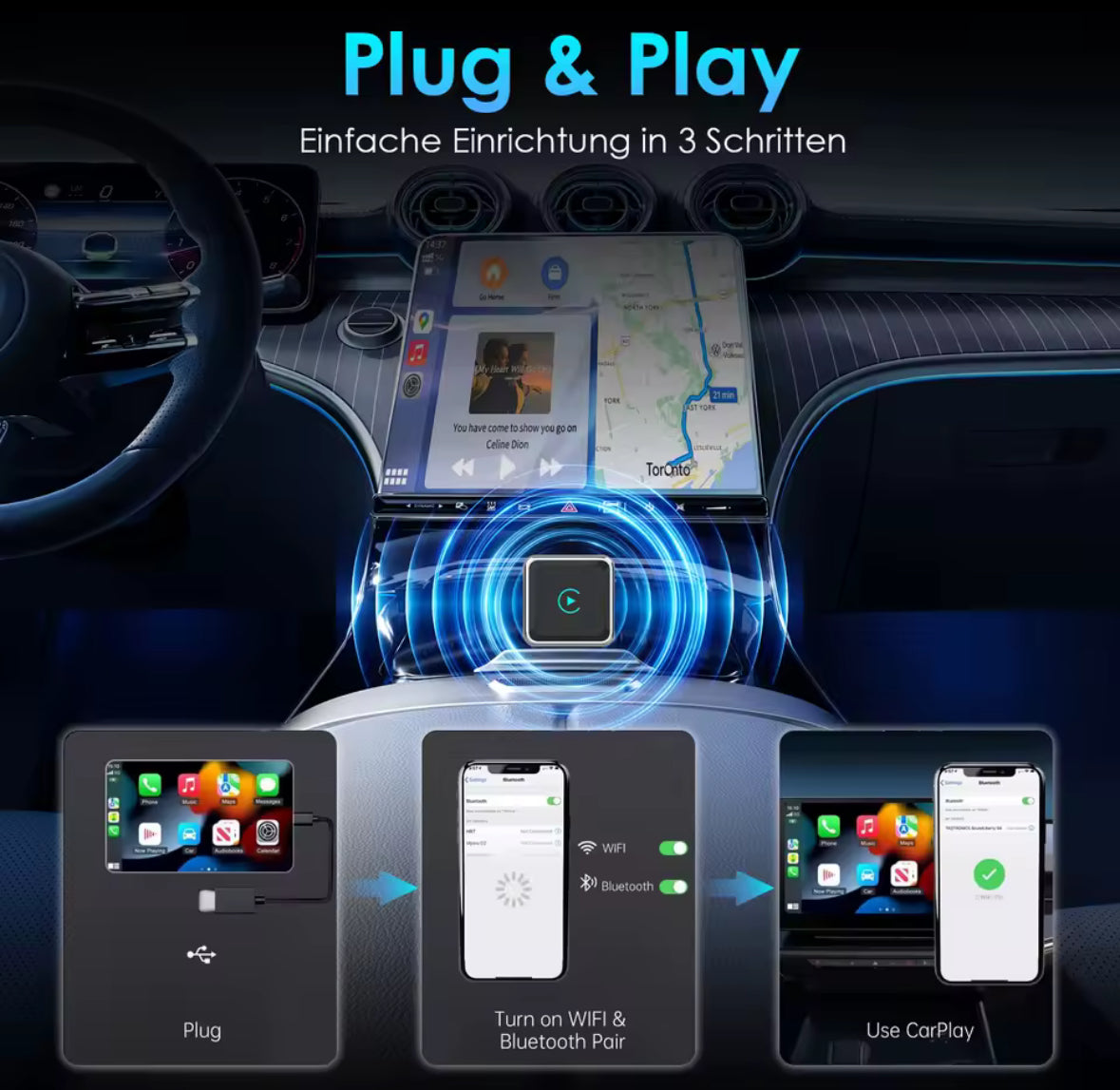 2 in 1 CarPlay Adapter fürs Auto