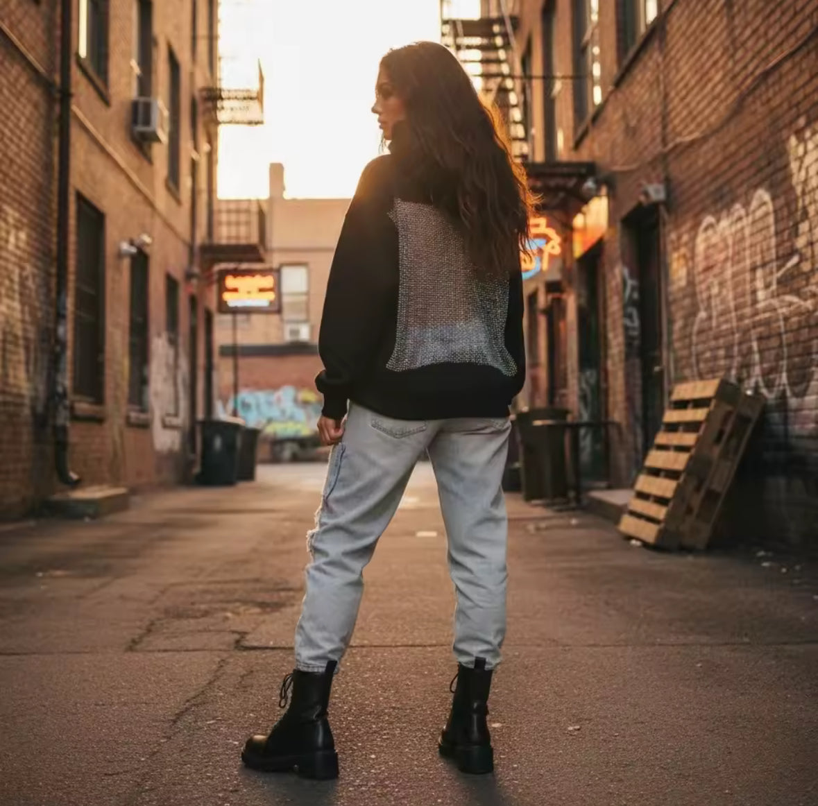 Rückenfreier Luxus Fashion Hoodie