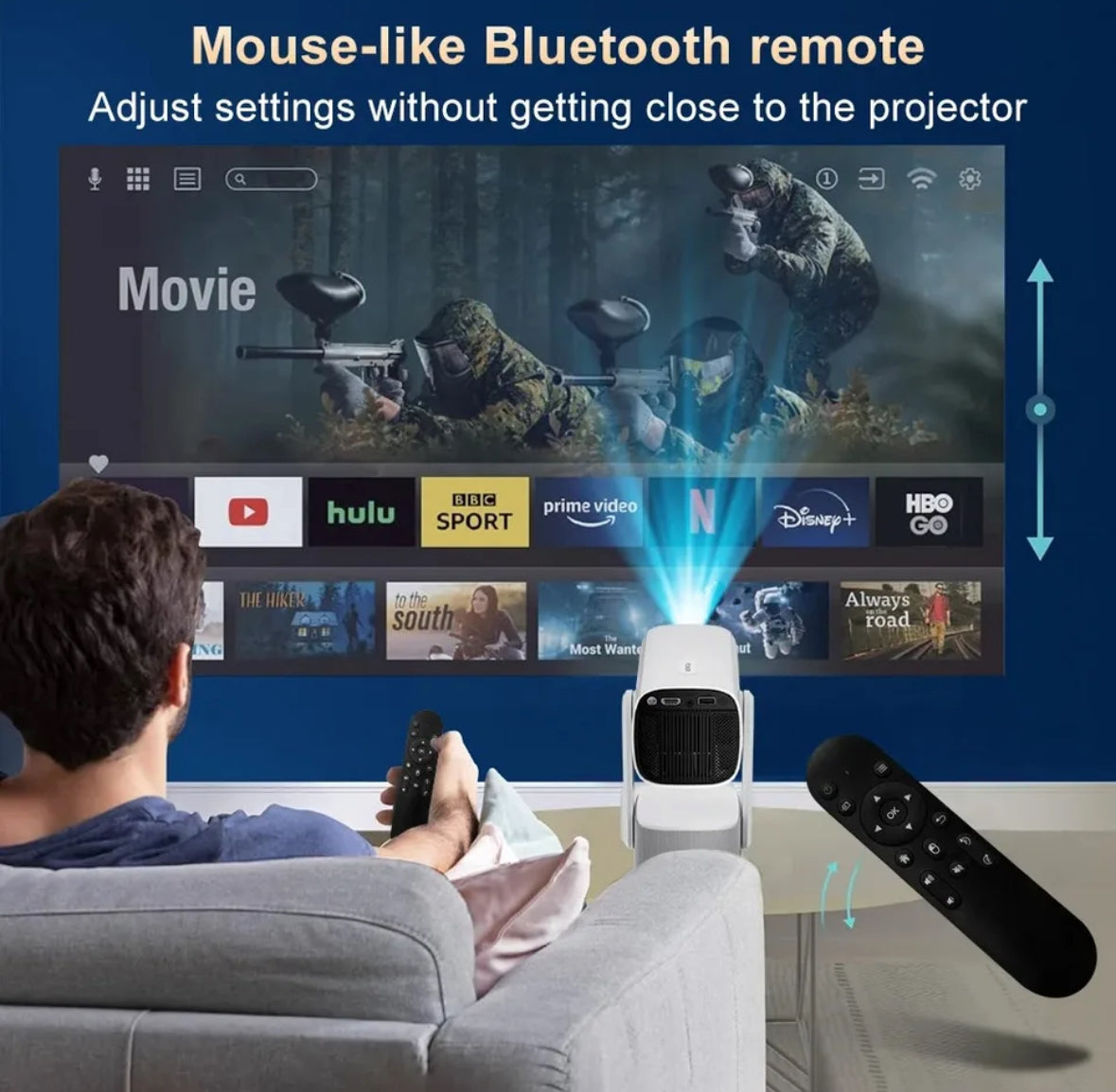 Portabler Smart Beamer UHD Projektor mit Akku