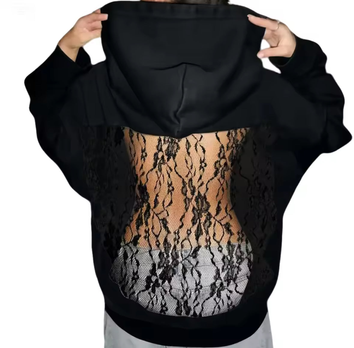 Rückenfreier Luxus Fashion Hoodie