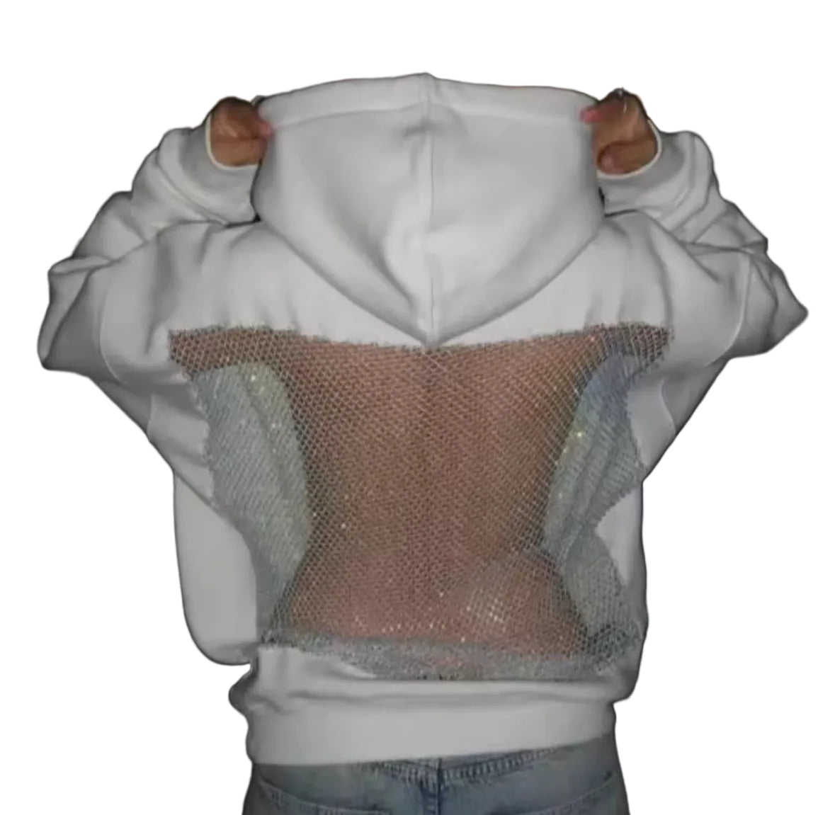 Rückenfreier Luxus Fashion Hoodie