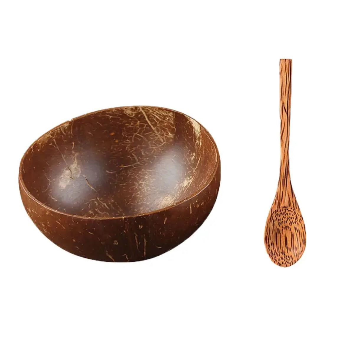 Kokosnuss Schalen Schüssel mit Holz Löffel