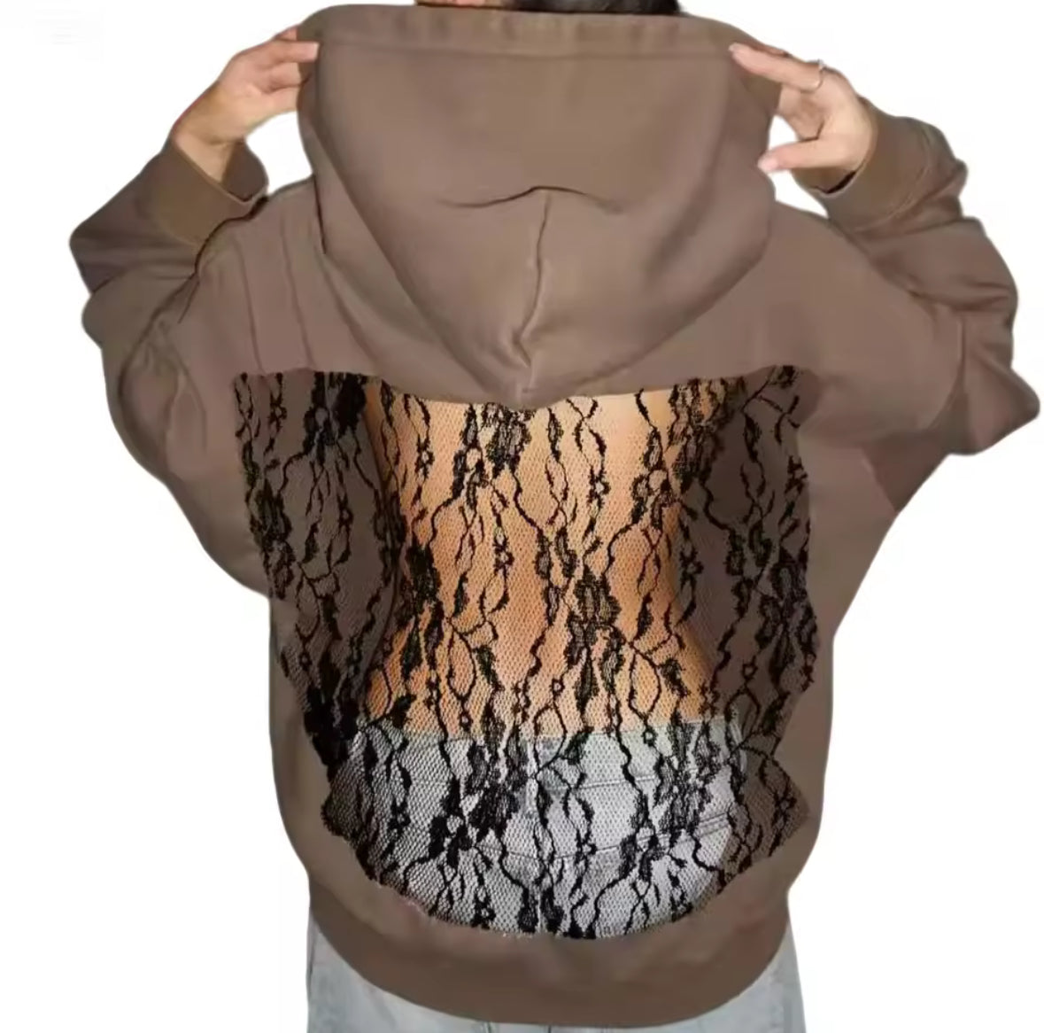 Rückenfreier Luxus Fashion Hoodie