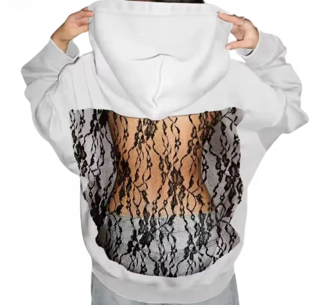 Rückenfreier Luxus Fashion Hoodie