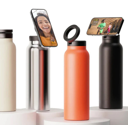 Thermo Trinkflasche mit Handy Halterung