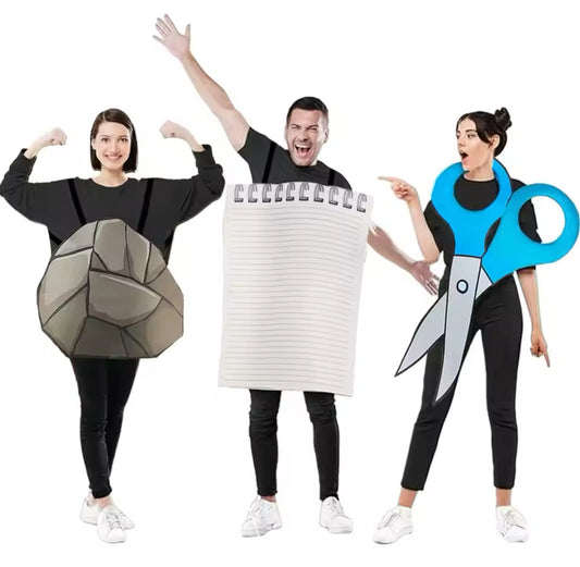 Schere-Stein-Papier Ganzkörper Gruppen Kostüm