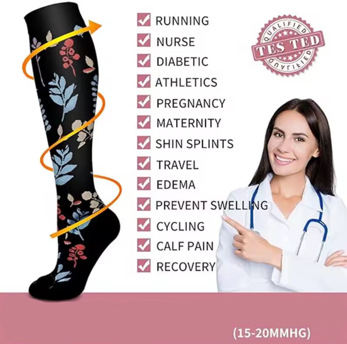 6 Paar Farbige Kompressions Socken