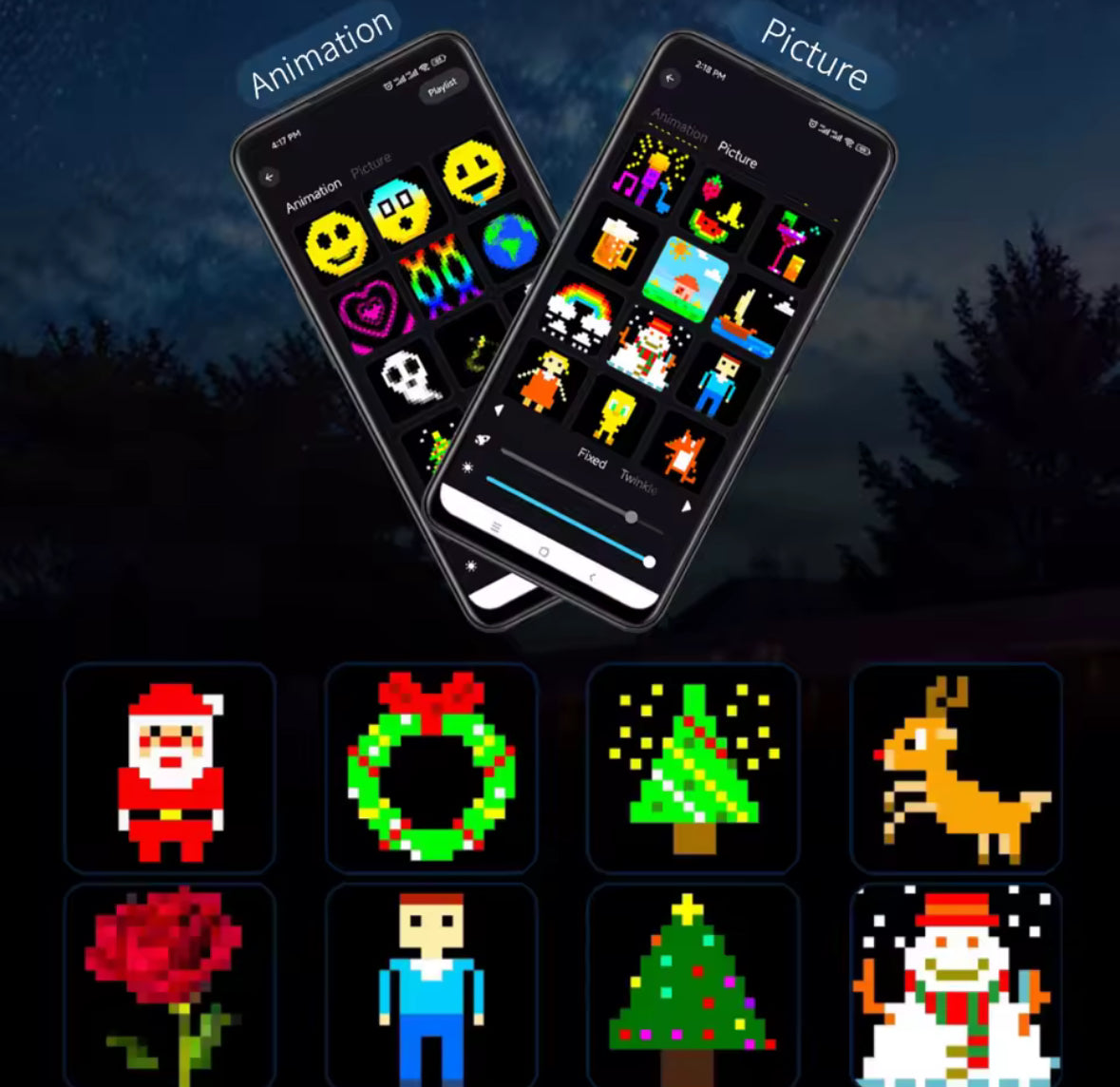 XXL Outdoor Smart LED Lichterketten Vorhang