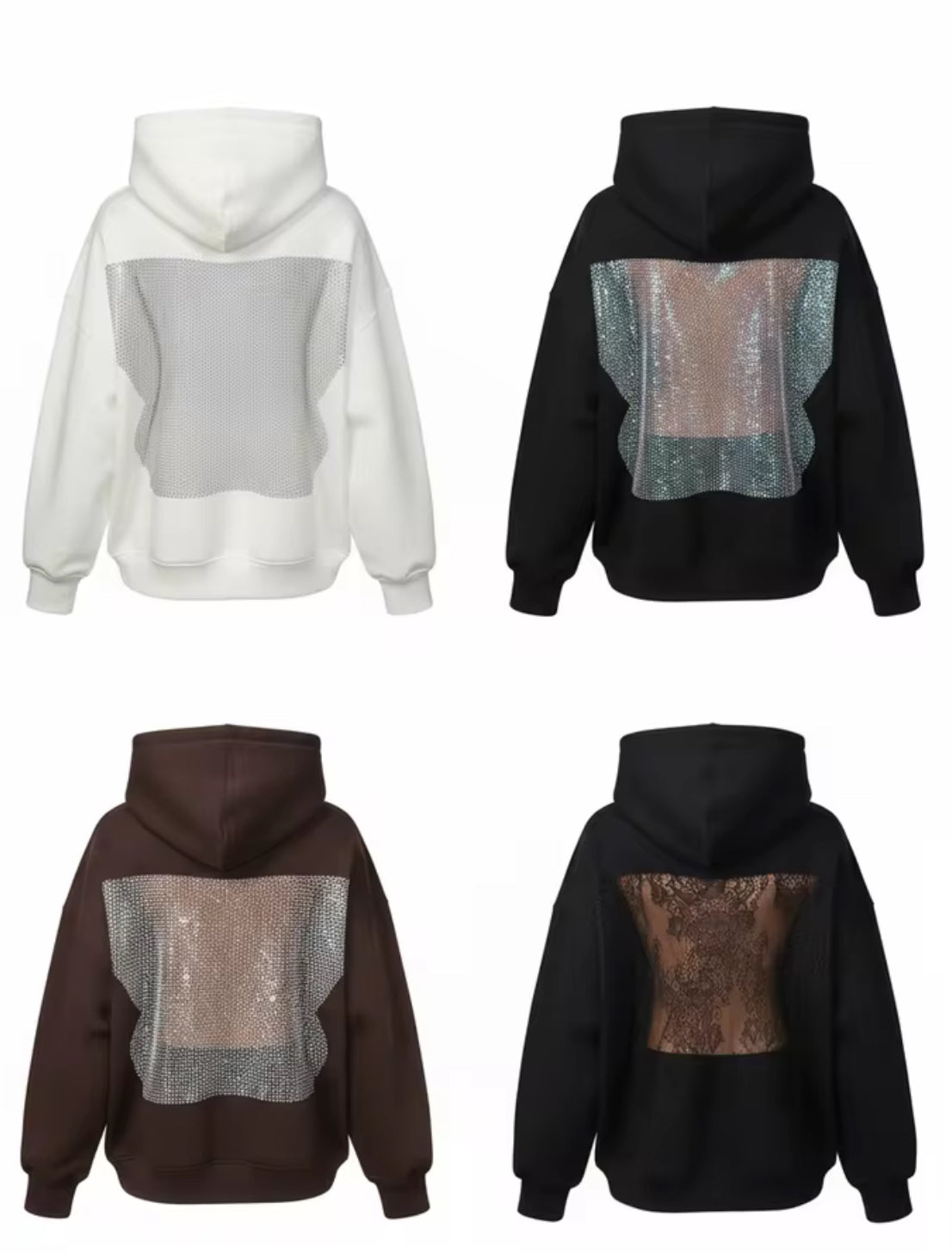 Rückenfreier Luxus Fashion Hoodie