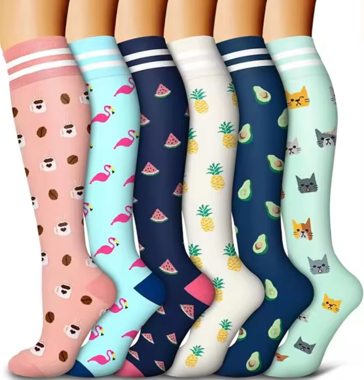 6 Paar Farbige Kompressions Socken