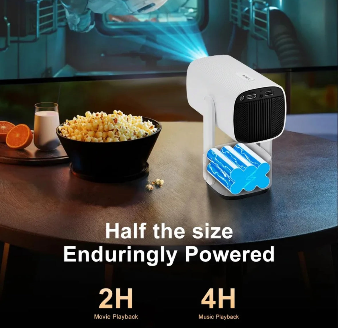 Portabler Smart Beamer UHD Projektor mit Akku