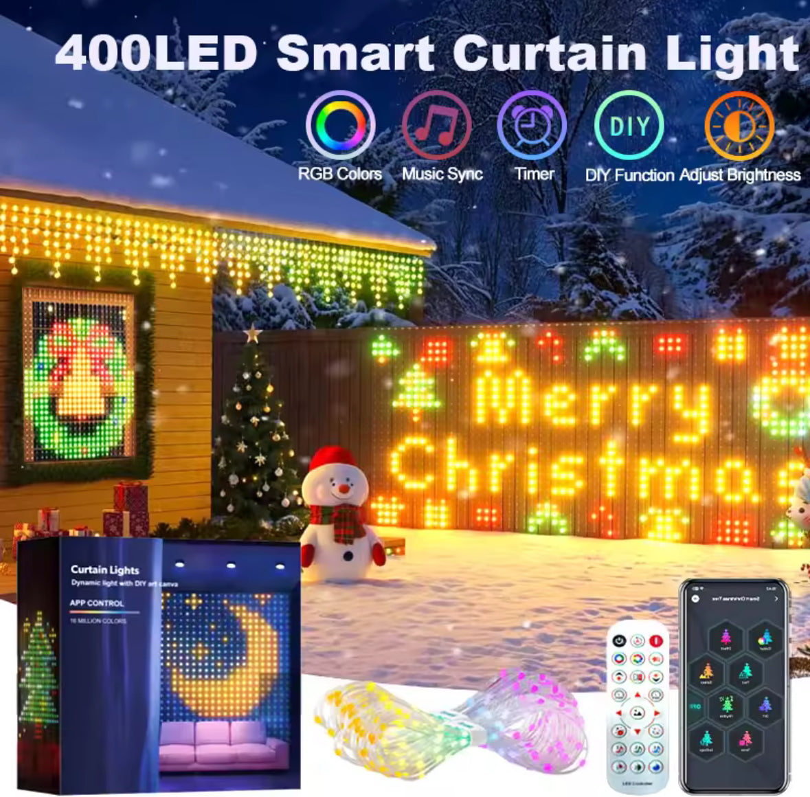 XXL Outdoor Smart LED Lichterketten Vorhang