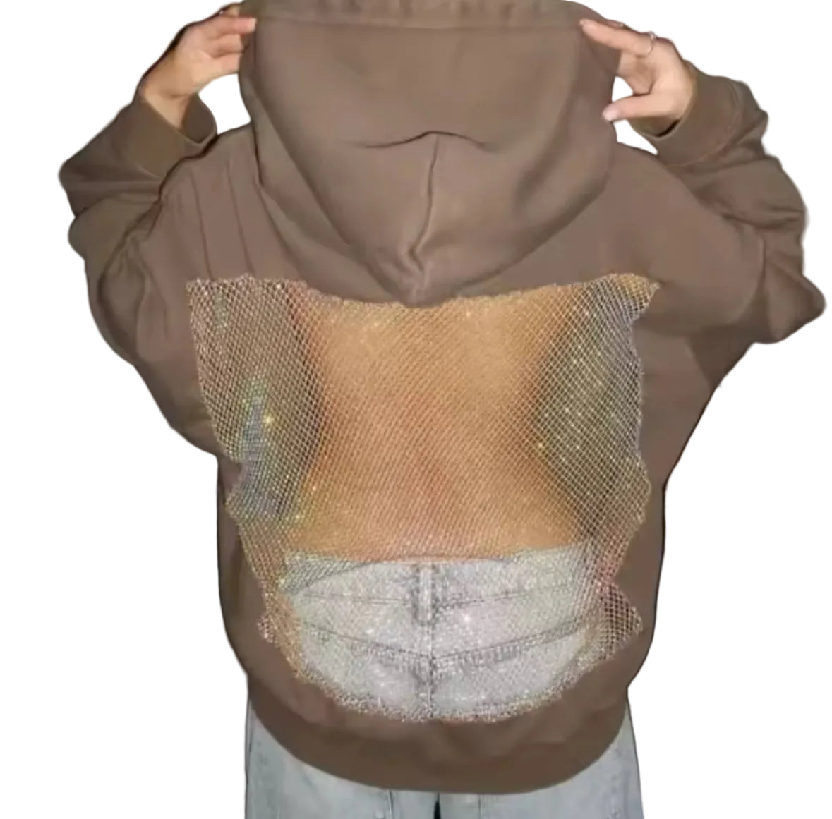 Rückenfreier Luxus Fashion Hoodie