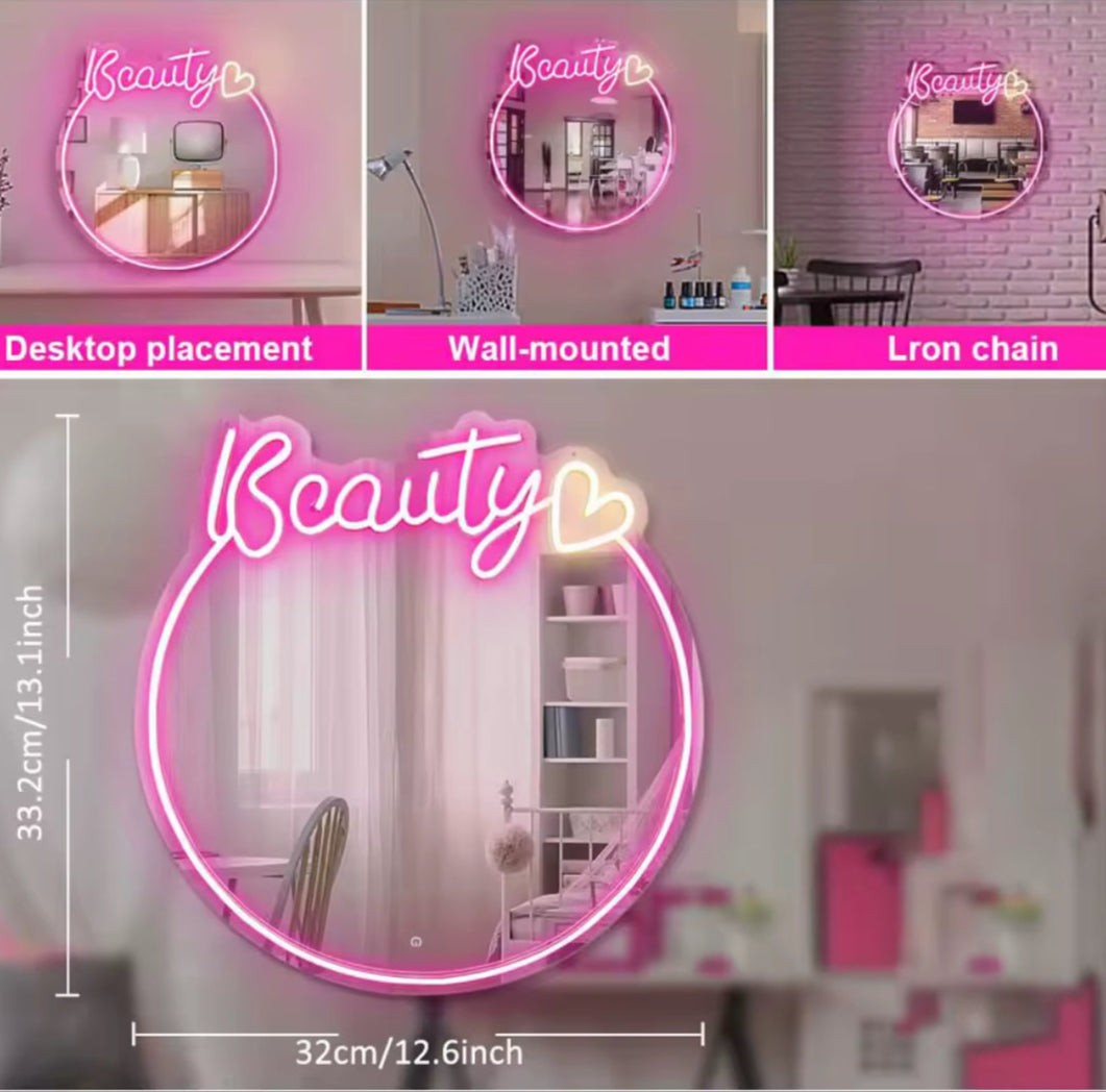 LED Neon Beauty Spiegel