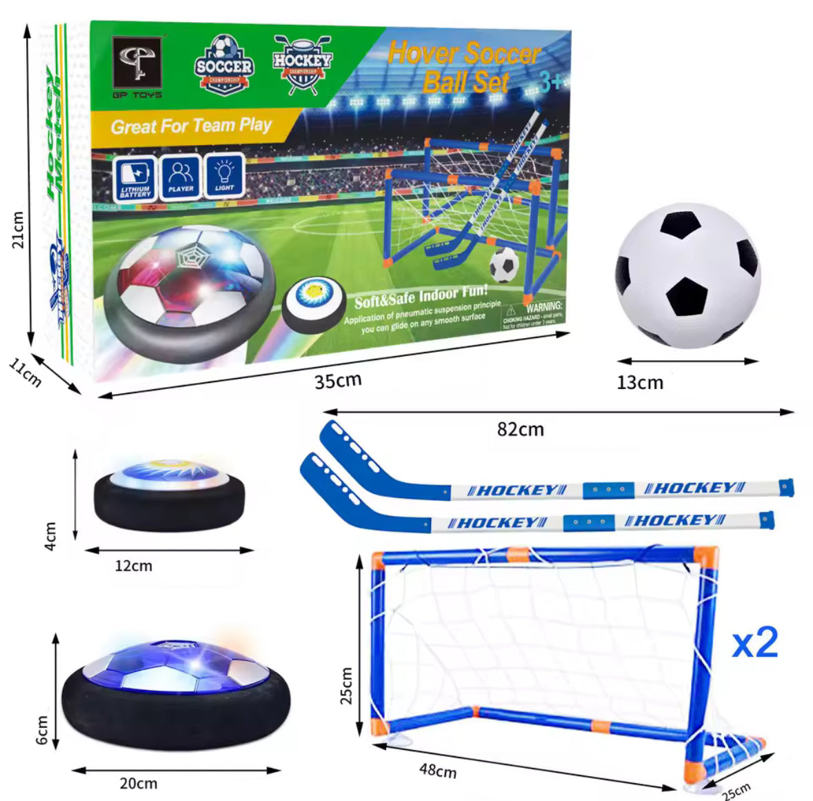 Lustiges LED Fussball Hockey Hoverball Set
