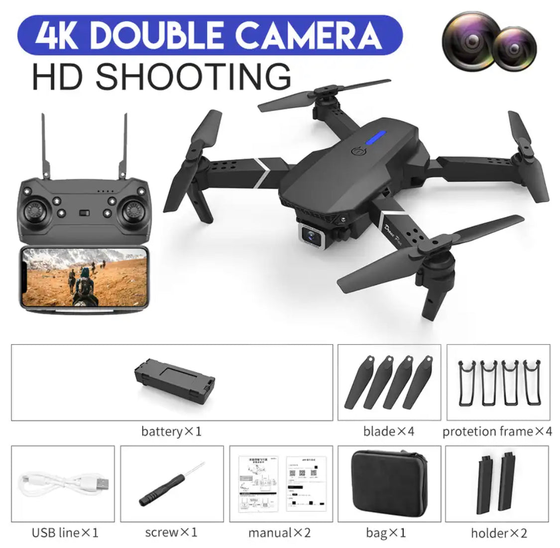 WIFI Pro Drohne mit 4K Dual Kamera